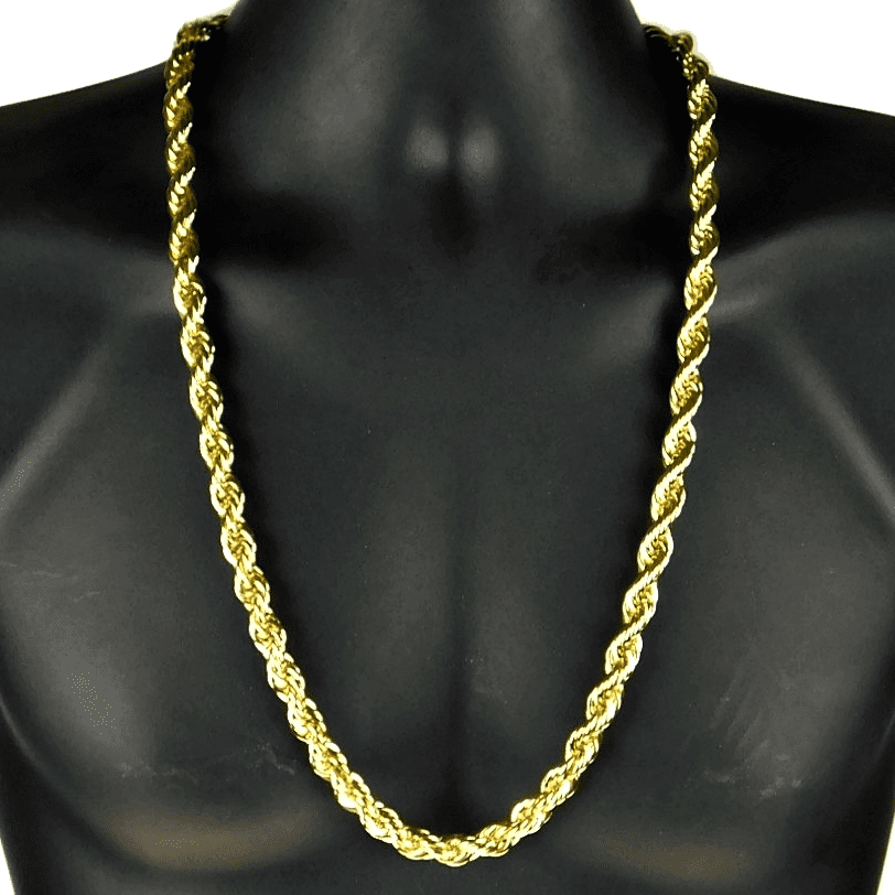 10mm Thick Gold Rope Chain Necklace