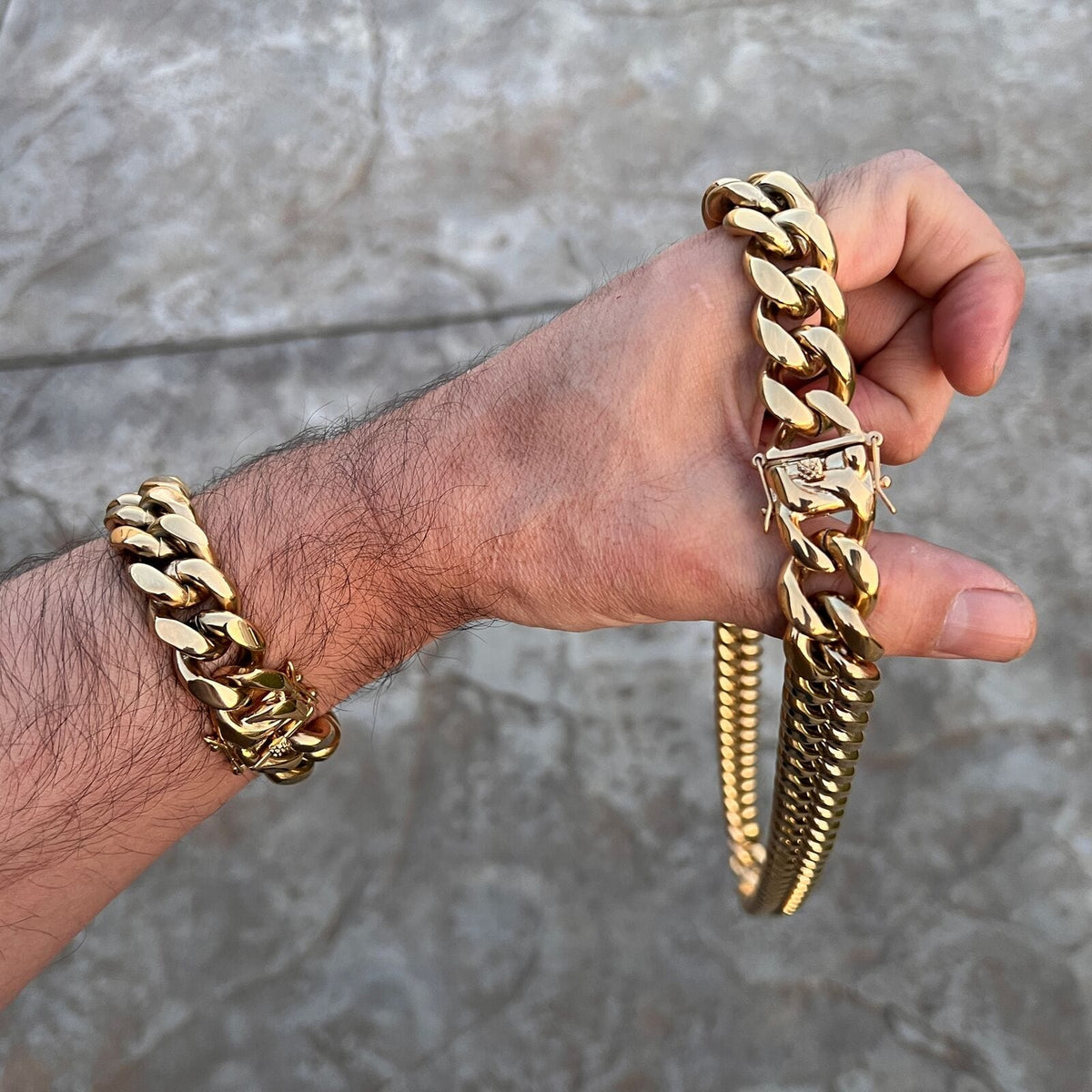 18mm KILO Miami Cuban Chain Bracelet 14k Gold Plated Stainless