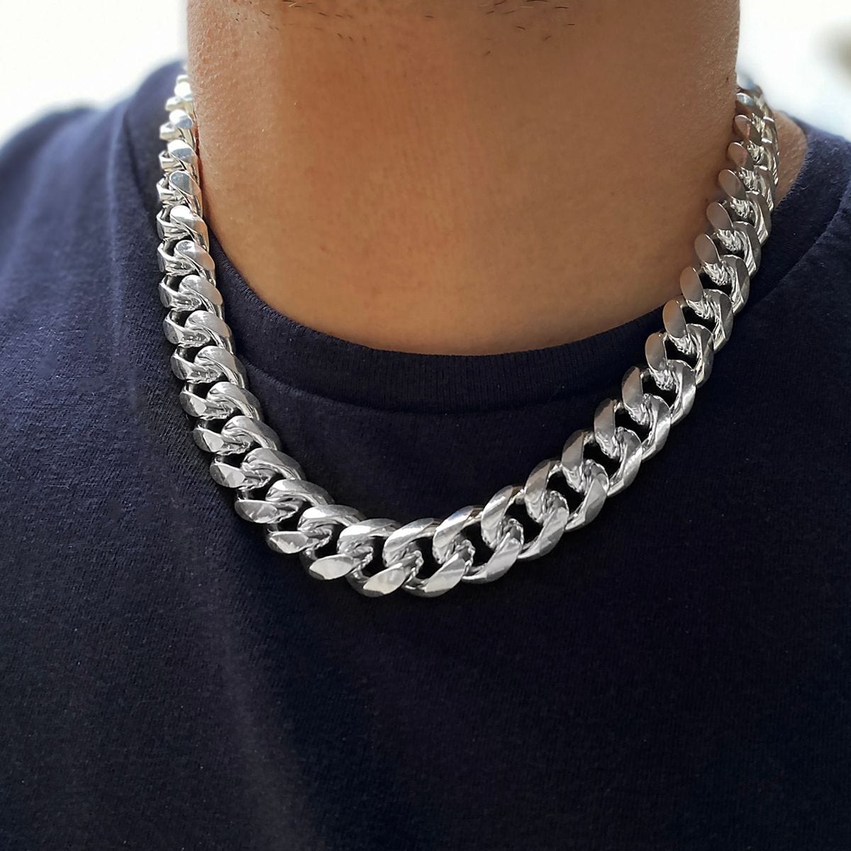 925 Sterling Silver good Cuban Chain Necklace 20