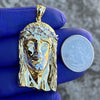 14k Gold Plated 925 Sterling Silver Real VS Diamonds Jesus Head Pendant Medium SZ 1.75"