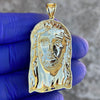 14k Gold Plated 925 Sterling Silver Real VS Diamonds Jesus Head Pendant Medium SZ 1.75"