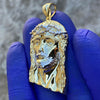 14k Gold Plated 925 Sterling Silver Real VS Diamonds Jesus Head Pendant Medium SZ 1.75"