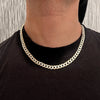 14K Gold Plated 925 Sterling Silver Two-Tone Cuban Chain Diamond Cut 8MM 20"