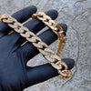 14k Gold Plated Cuban Link Chain Iced CZ Bling Out Necklace 13mm 16-24"