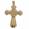 14K Gold Plated Huge Cross Pendant Iced White and Yellow Iced Flooded Out