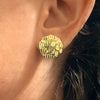 14k Gold Plated Solid 925 Silver "Gold Nugget" Big Round Circle 16mm Earrings