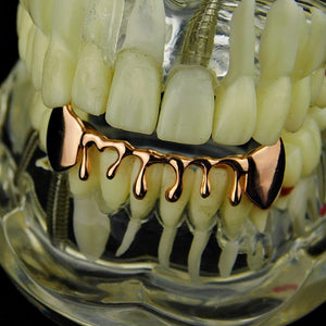 14K Rose Gold Plated Drip Bottom Vampire Fangs Grillz