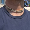 16" inch 14k Gold Plated Cuban Link Chain Iced CZ Bling Out Necklace 13mm 16-24"