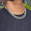 18" inch Cuban Link Chain Iced CZ Silver Tone Bling Out Necklace 13mm 16-24"