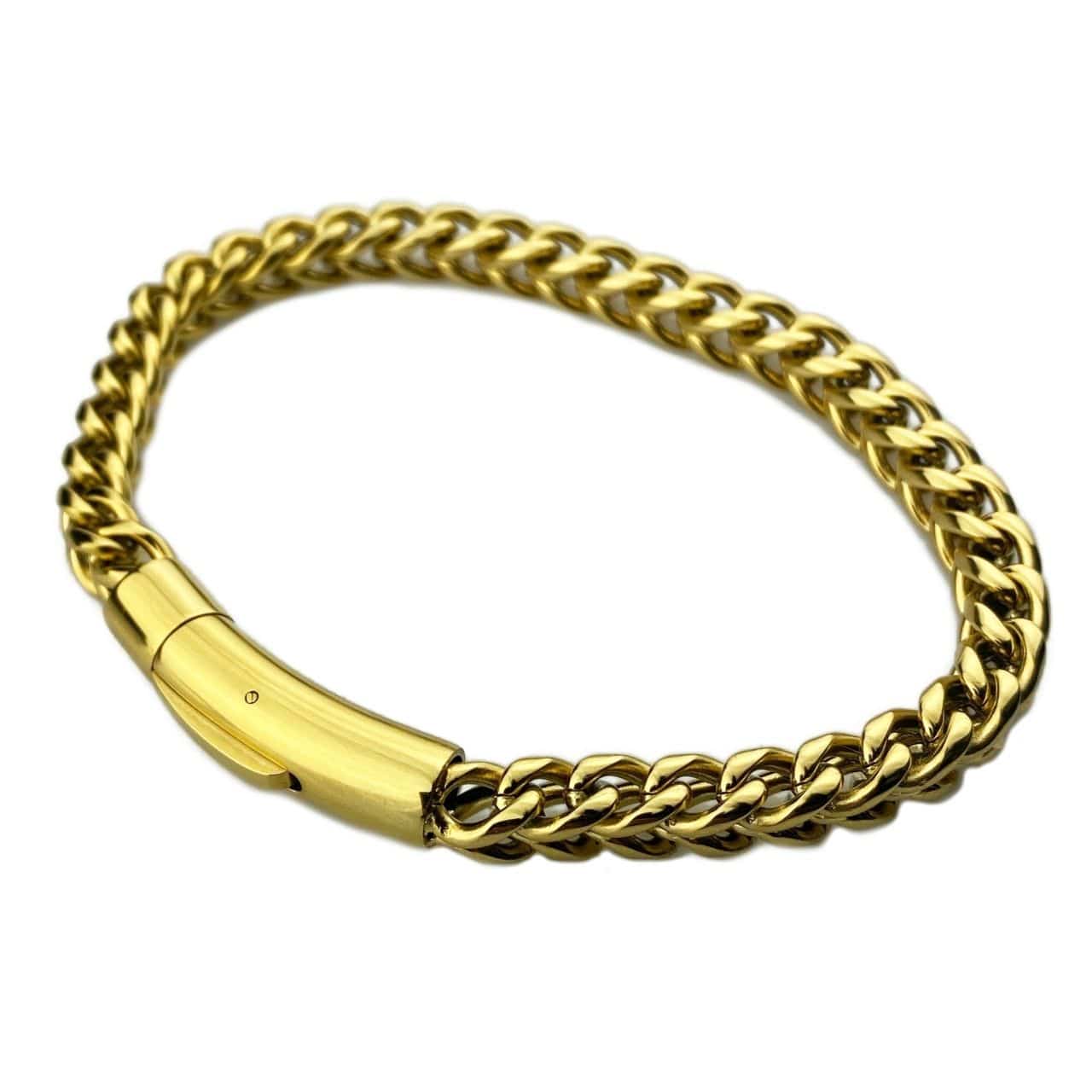 18K Gold Plated over Stainless Steel Franco Bracelet 9