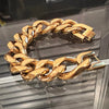 24K Gold Plated Figaro Bracelet 316L Stainless Steel 22MM Thick 8-9.5"