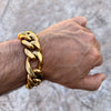 24K Gold Plated Figaro Bracelet 316L Stainless Steel 22MM Thick 8-9.5"