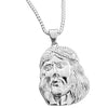 316L Stainless Steel Jesus Head CZ Sausage Chain Necklace 24"