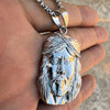 316L Stainless Steel Jesus Head CZ Sausage Chain Necklace 24"