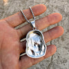 316L Stainless Steel Jesus Head CZ Sausage Chain Necklace 24"