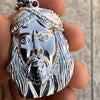 316L Stainless Steel Jesus Head CZ Sausage Chain Necklace 24"