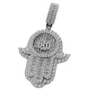 925 Sterling Silver Hamsa Hand Of Fatima Allah Iced Flooded Out CZ Pendant