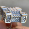 925 Sterling Silver Huge Iced CZ Chunky Square Earrings 14MM