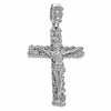 925 Sterling Silver Nugget Jesus Crucifix Cross Bling Out CZ Iced Pendant