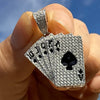 925 Sterling Silver Pendant Playing Cards CZ  Royal Flush Aces of Spades