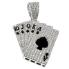 925 Sterling Silver Pendant Playing Cards CZ  Royal Flush Aces of Spades