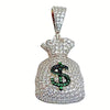 925 Sterling SilverMoney Bag Emoji Flooded Out CZ Pendant