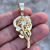 Rose Flower Gold Plated over 925 Sterling Silver Iced Pendant