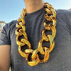 Huge Hip Hop Chain Cuban Link Chunky Plastic Necklace Gold-Tone 60MM