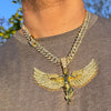 14K Gold Plated Big Angel Wings Pendant CZ Chain Necklace 20"