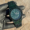 Men's Green Ice Hip Hop Watch CZ Iced Bling Out Arabic Numerals 8.5"