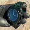 Men's Green Ice Hip Hop Watch CZ Iced Bling Out Arabic Numerals 8.5"