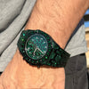 Men's Green Ice Hip Hop Watch CZ Iced Bling Out Arabic Numerals 8.5"