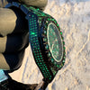 Men's Green Ice Hip Hop Watch CZ Iced Bling Out Arabic Numerals 8.5"