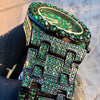 Men's Green Ice Hip Hop Watch CZ Iced Bling Out Arabic Numerals 8.5"