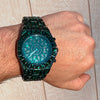 Men's Green Ice Hip Hop Watch CZ Iced Bling Out Arabic Numerals 8.5"