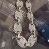 Silver Tone Mariner Links Iced Chain Flooded Out Necklace 12MM 18"