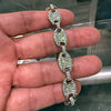 Silver Tone Mariner Links Iced Chain Flooded Out Necklace 12MM 20"