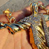 Huge Christ The Redeemer 4.5" Pendant Gold Finish Cuban Chain Necklace 30"