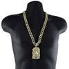 Jesus Head Full Iced Cuban Link Gold Finish Chain Necklace 30"