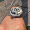 Mens 925 Sterling Silver Allah Ring Islam Arab Muslim Quran CZ