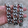 Mens Figaro Link Chain 316L Stainless Steel Heavy Necklace 22MM Thick 18"-30" in