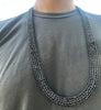 Pharaoh Chain 4 Four Row Iced Black Flooded Out Hip Hop Necklace 32"