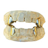 Real 14k Solid Gold Fangs Canine Vampire Custom Grillz Set