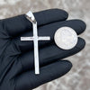 Real Solid 925 Sterling Silver Cross Pendant Simulated Wood Grain 2"