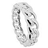 Real Solid 925 Sterling Silver Plain Cuban Link Ring