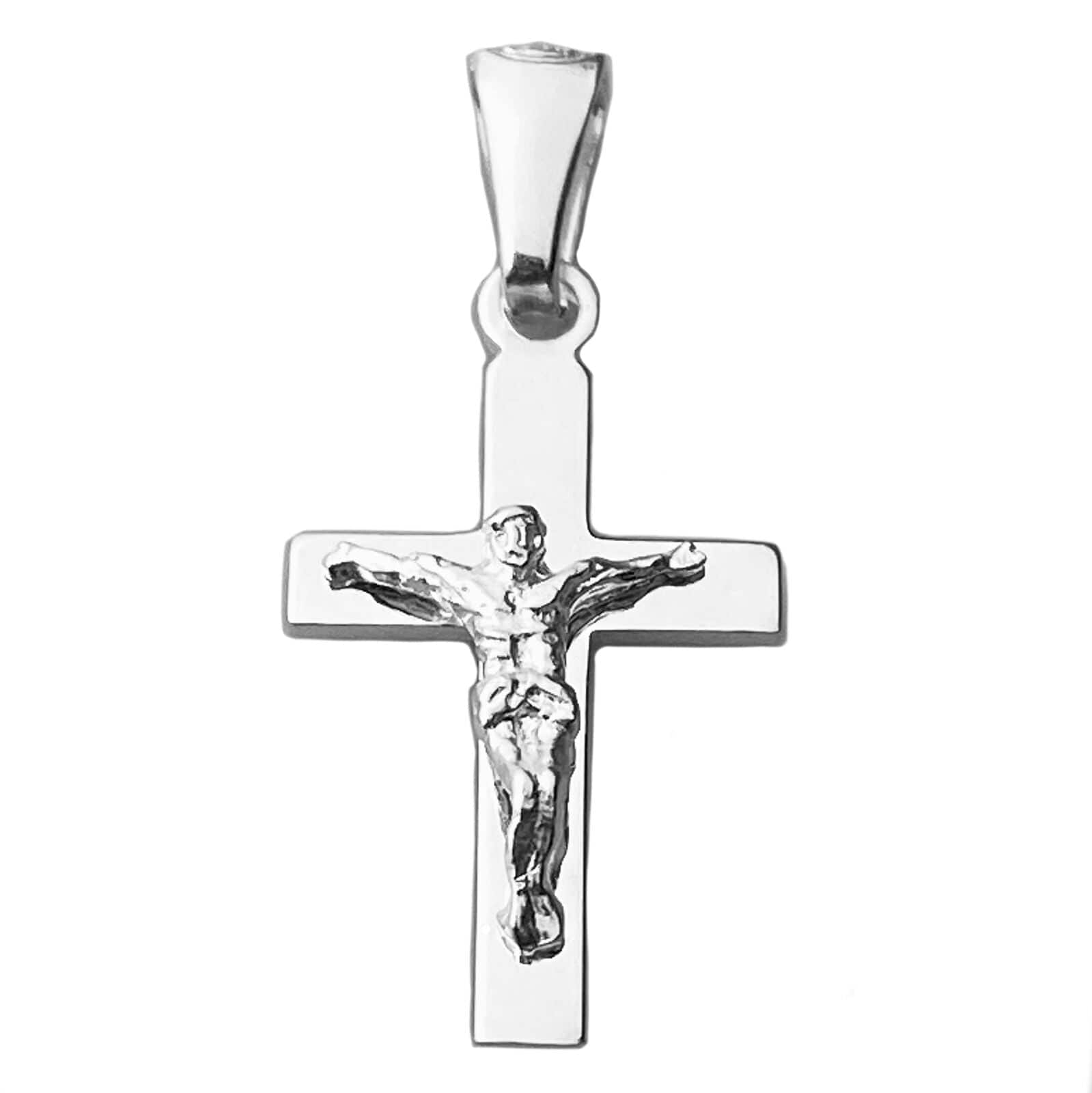 Solid 925 Silver Plain Gold Plated Cross Jesus Crucifix Pendant Necklace  Small
