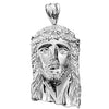 Solid 925 Sterling Silver Jesus Head Italy Pendant CZ Crown Large 2.5"