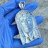 Solid 925 Sterling Silver Jesus Head Italy Pendant CZ Crown Large 2.5"