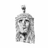 Solid 925 Sterling Silver Jesus Head Italy Pendant CZ Crown Medium 1.75"