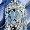 Solid 925 Sterling Silver Jesus Head Italy Pendant CZ Crown Medium 1.75"